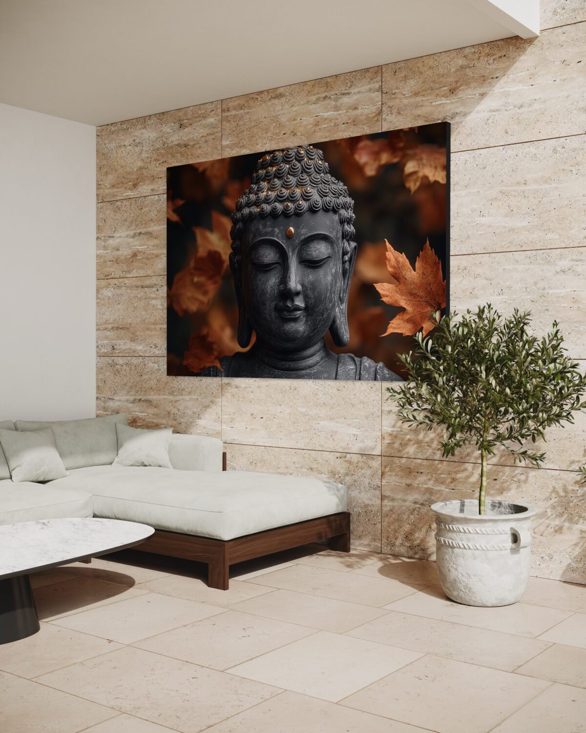 buddha in fall outdoor setting