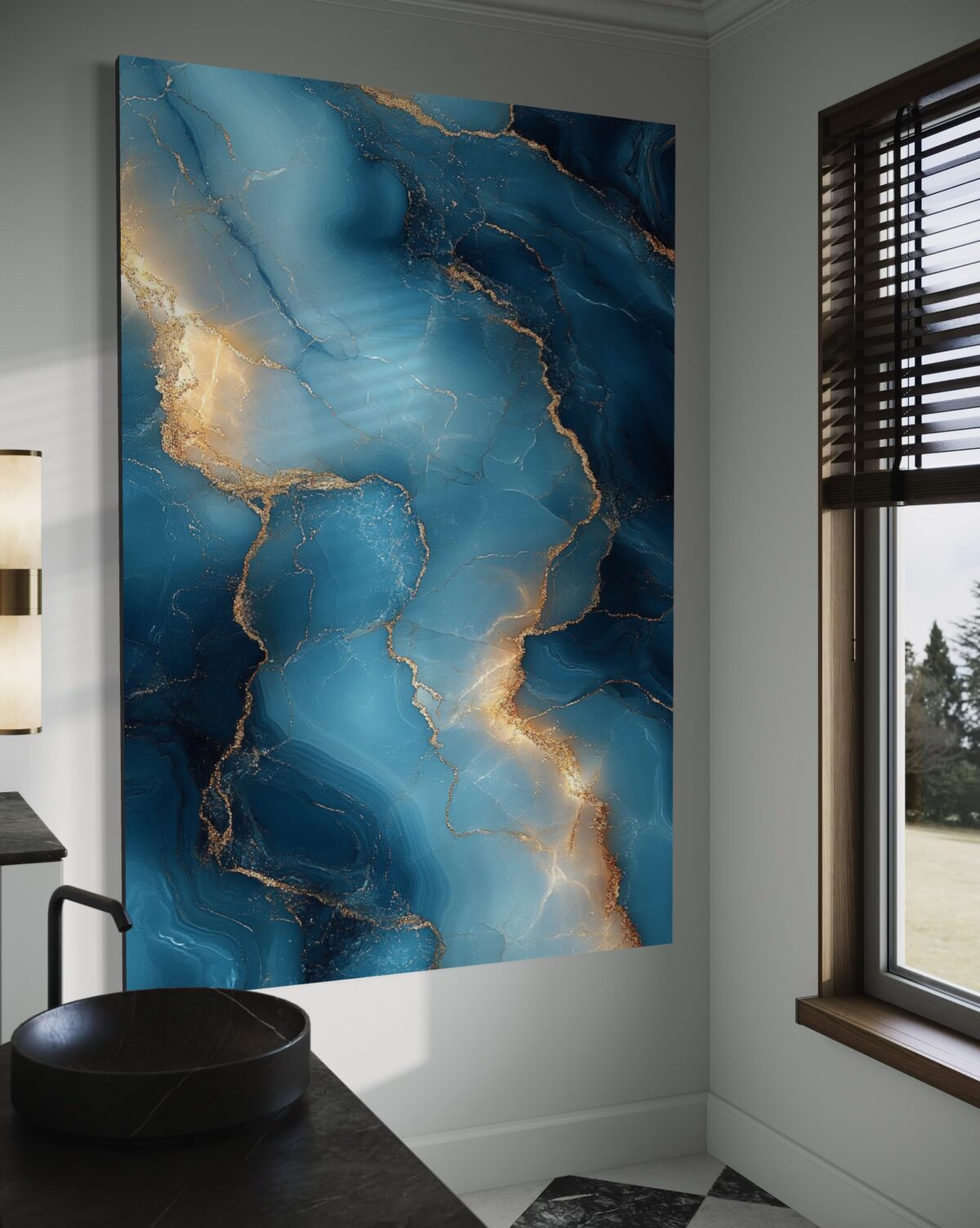 Marble blue gold interior badroom